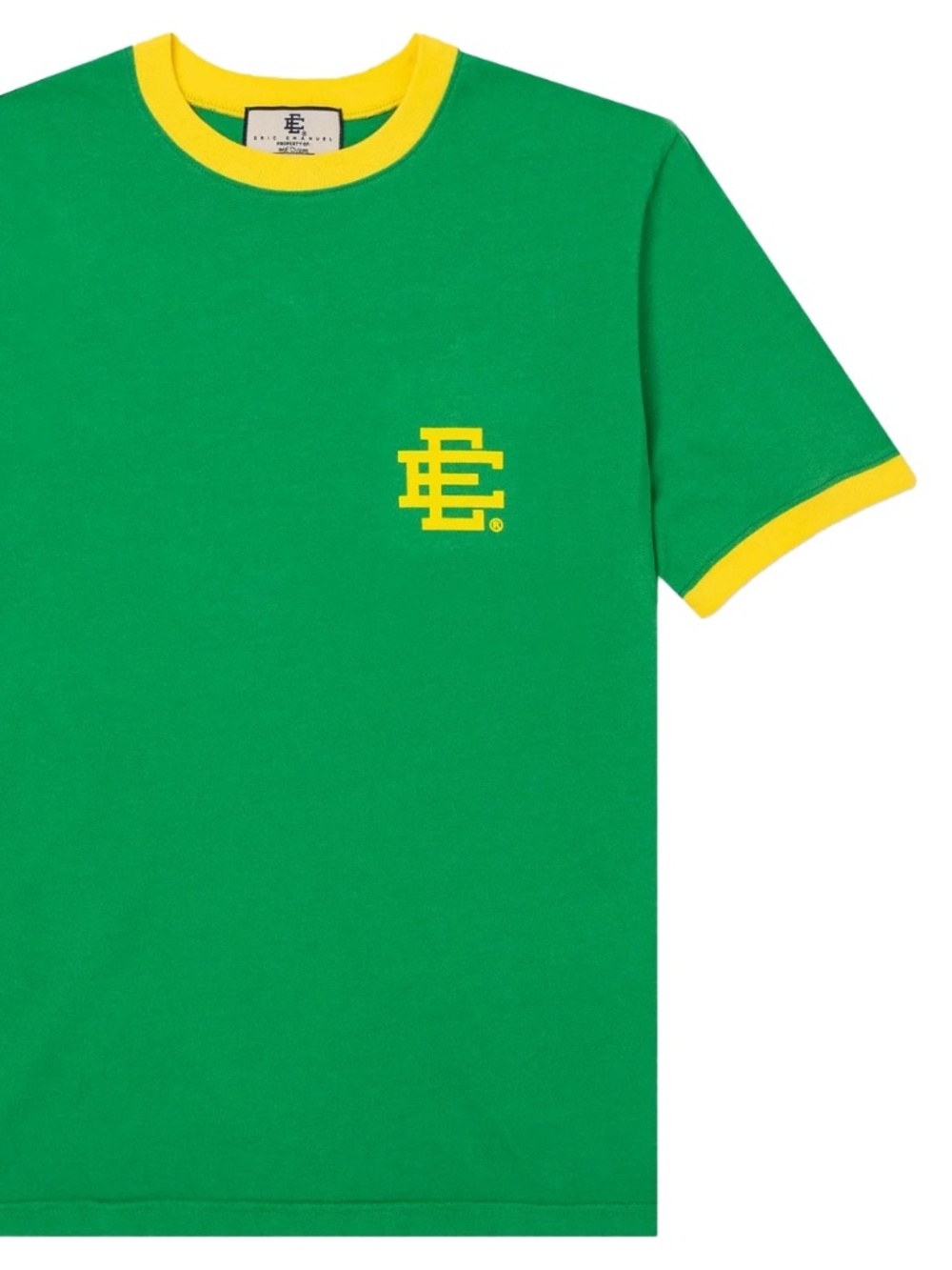 Green & Yellow Ringer Tee with Chest Logo - Men